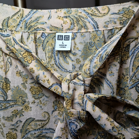 Uniqlo Long Sleeve Paisley Printed Dress Size Large - Picture 4 of 11